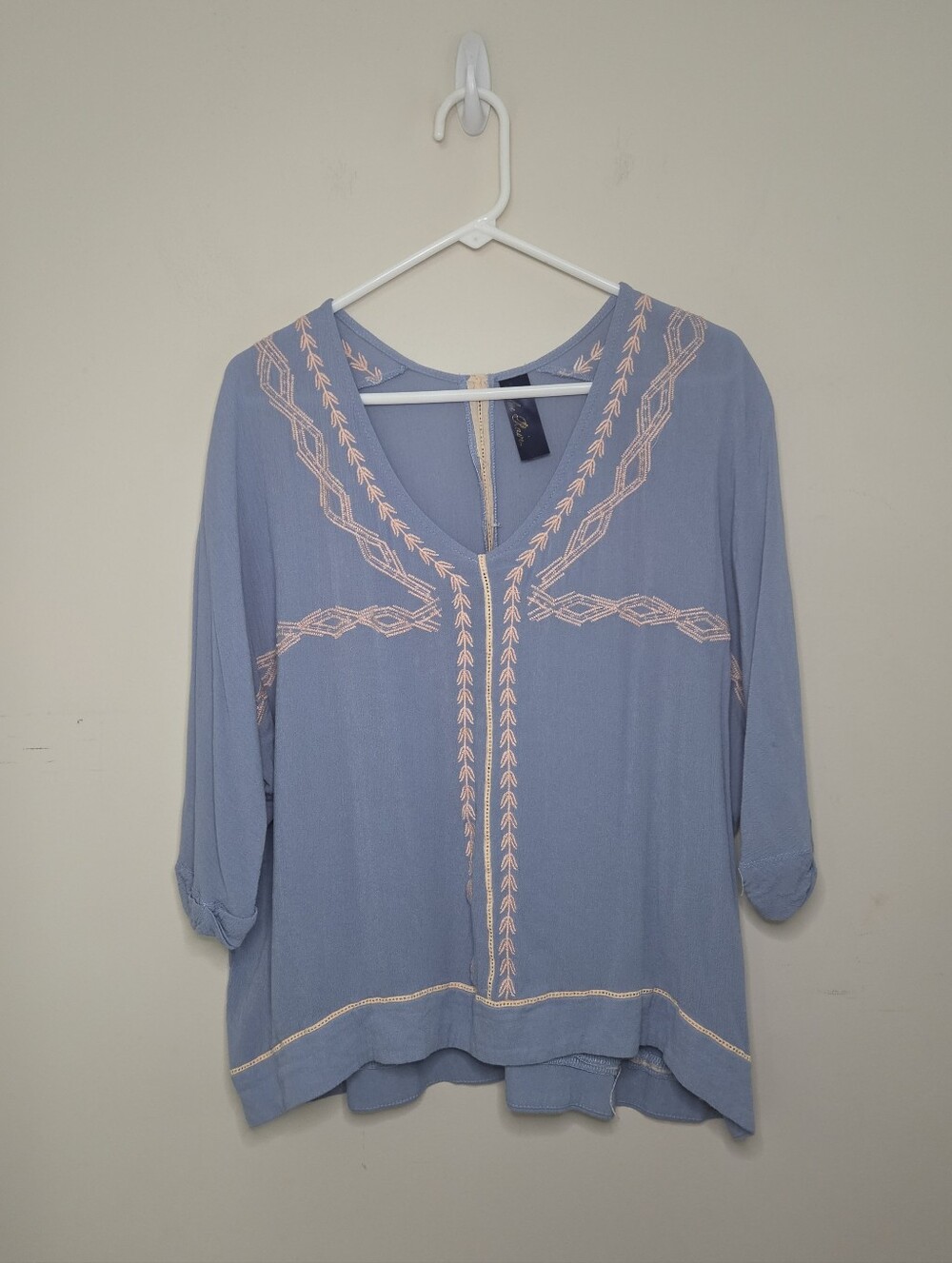 Women's Blue Rain Boho Top Sz Large